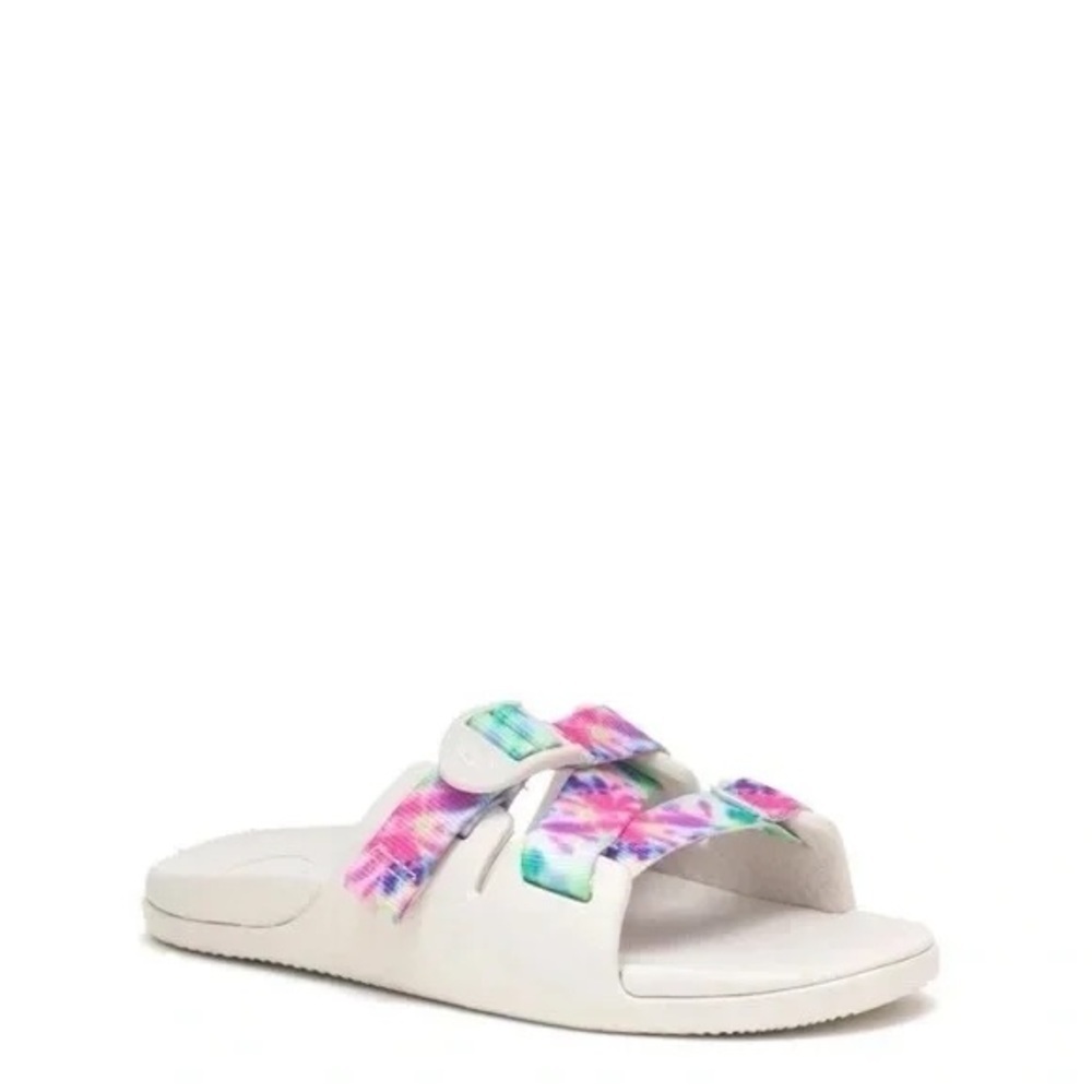 Chaco | Chillos slide sandal - kids' white tie dye boho beach summer.
